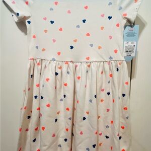 Little Girls Cream Colored, Heart Patterned Dress - Size 5T - NEW W/ TAGS! 🏷️